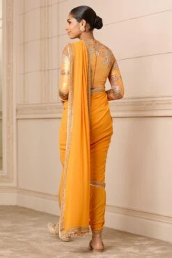 Tarun Tahiliani Orange Draped-dhoti Concept Sari Set -Inca Sales Store 6423ttw44 4