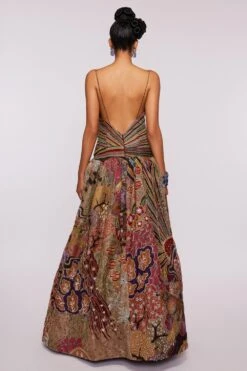 Aisha Rao Wine Printed & Embellished Organza Gown -Inca Sales Store 64ar13 4