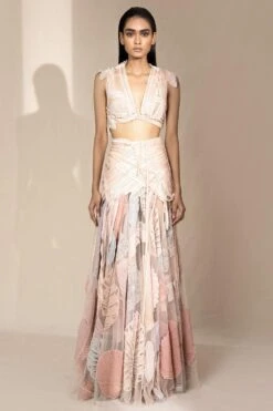 Abhishek Sharma Graphic Line Detailed Crop Top & Skirt