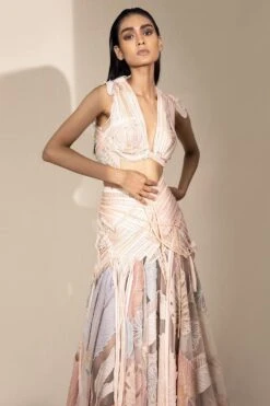 Abhishek Sharma Graphic Line Detailed Crop Top & Skirt -Inca Sales Store 65as17 4