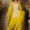 Ritika Mirchandani Yellow Embellished Cape Set