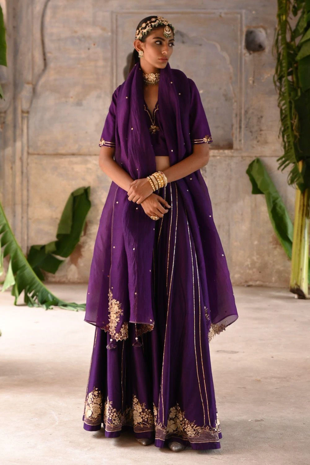 Deep Thee Aubergine Floral Embellished Lehenga Set 3 Deep Thee Aubergine Floral Embellished Lehenga Set