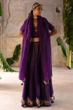 Deep Thee Aubergine Floral Embellished Lehenga Set 10 Deep Thee Aubergine Floral Embellished Lehenga Set -Inca Sales Store 71023dt1 3