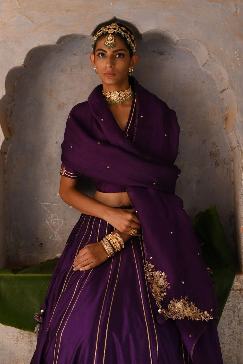 Deep Thee Aubergine Floral Embellished Lehenga Set 7 Deep Thee Aubergine Floral Embellished Lehenga Set - Image 5