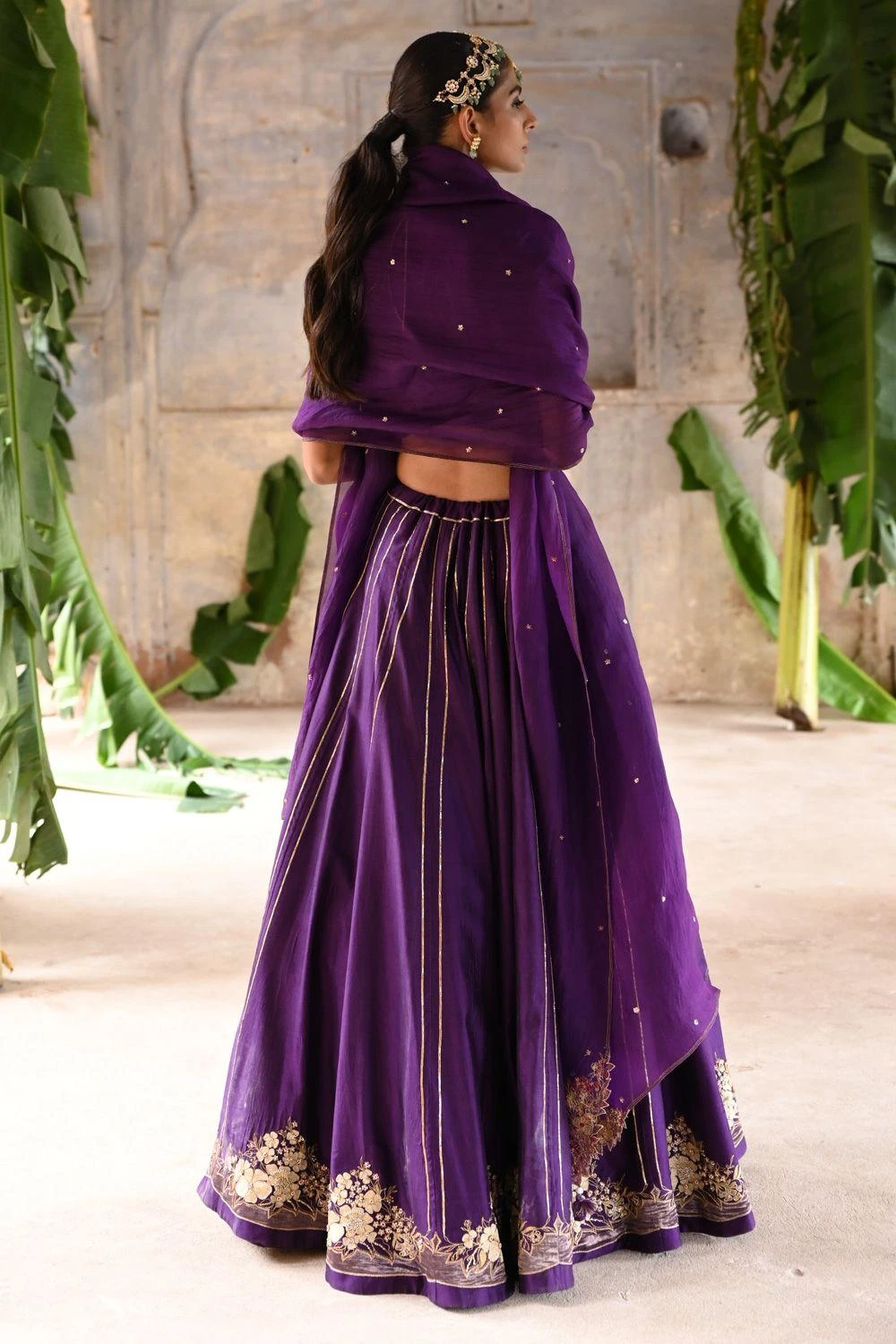 Deep Thee Aubergine Floral Embellished Lehenga Set 8 Deep Thee Aubergine Floral Embellished Lehenga Set - Image 6