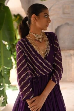 Deep Thee Aubergine Embellished Sharara Set -Inca Sales Store 71023dt4 4