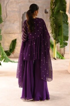 Deep Thee Aubergine Embellished Sharara Set -Inca Sales Store 71023dt4 6