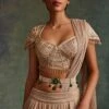Tarun Tahiliani Accessories Ivory & Emerald Pearl Mesh Beaded Belt -Inca Sales Store 71123tta31 1