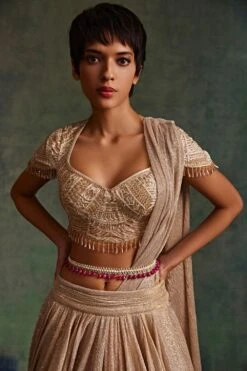 Tarun Tahiliani Accessories Ivory & Wine Embellished Belt