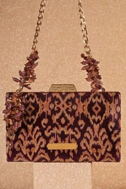 Tarun Tahiliani Accessories Wine Ikat Bag