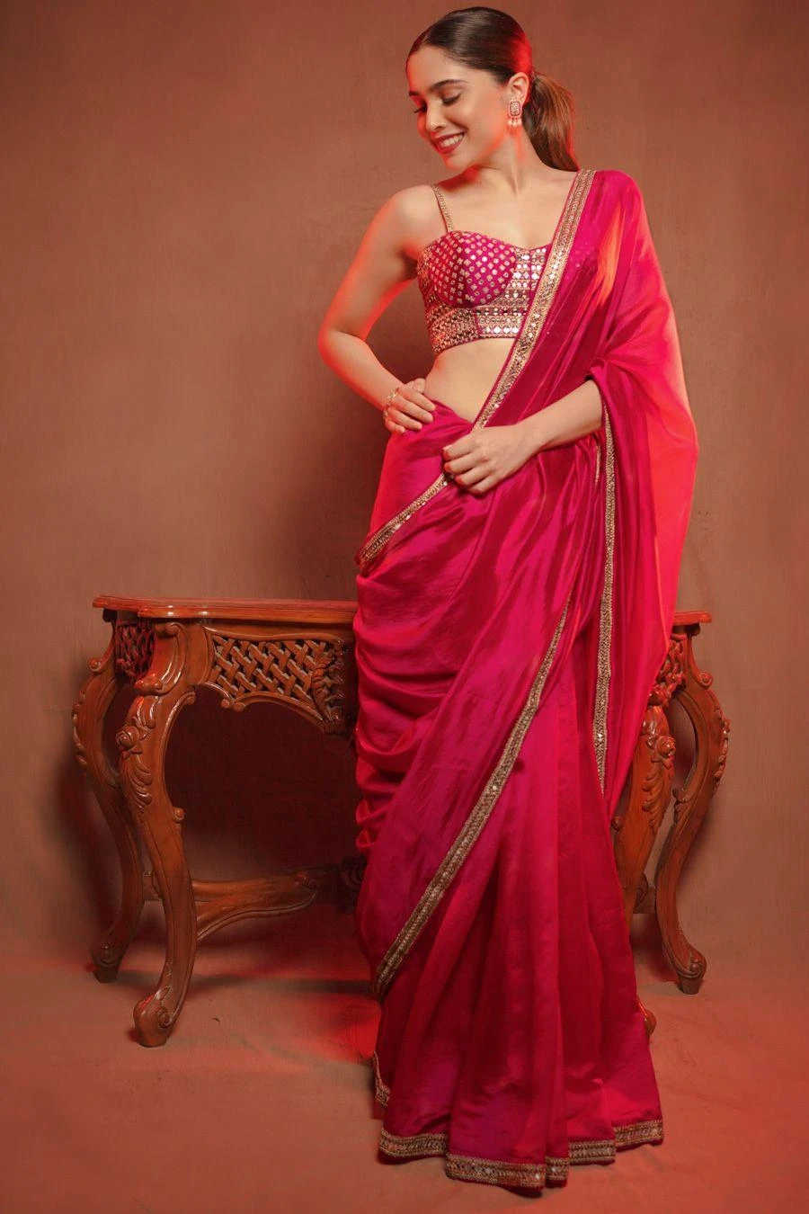 Punit Balana Rani Pink Embroidered Sari Set 3 Punit Balana Rani Pink Embroidered Sari Set