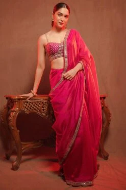 Punit Balana Rani Pink Embroidered Sari Set 13 Punit Balana Rani Pink Embroidered Sari Set -Inca Sales Store 711pb8 2