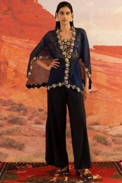 Shivan & Narresh Sapphire Peri Golden Skein Cape -Inca Sales Store 711sn16 2