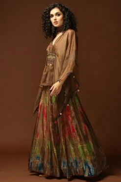 CAPISVIRLEO Brown Tie & Dye Lehenga Set -Inca Sales Store 71cap24 2