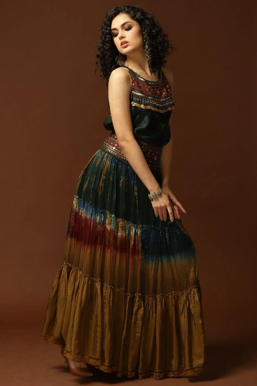 CAPISVIRLEO Ombre Tie & Dye Tiered Skirt 5 CAPISVIRLEO Ombre Tie & Dye Tiered Skirt - Image 3