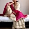 Shorshe Ivory Hand Embellished Kurta & Gharara Set