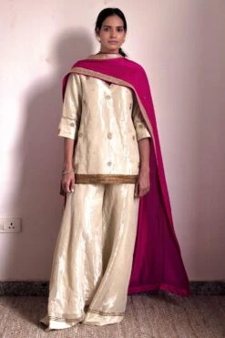 Shorshe Ivory Hand Embellished Kurta & Gharara Set -Inca Sales Store 7323sho16 2