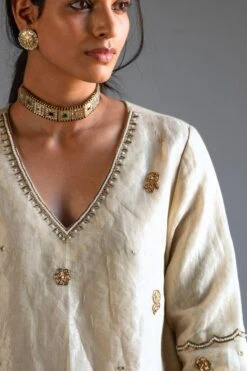 Shorshe Ivory Hand Embellished Kurta & Gharara Set -Inca Sales Store 7323sho16 4