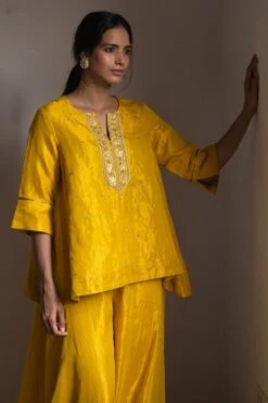 Shorshe Yellow Hand Embellished Gharara Set -Inca Sales Store 7323sho18 3