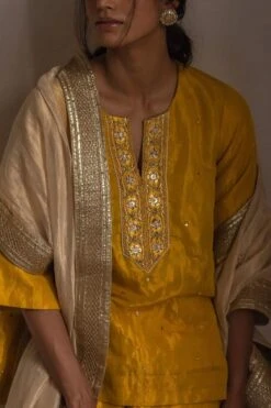 Shorshe Yellow Hand Embellished Gharara Set -Inca Sales Store 7323sho18 5
