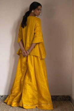 Shorshe Yellow Hand Embellished Gharara Set -Inca Sales Store 7323sho18 7