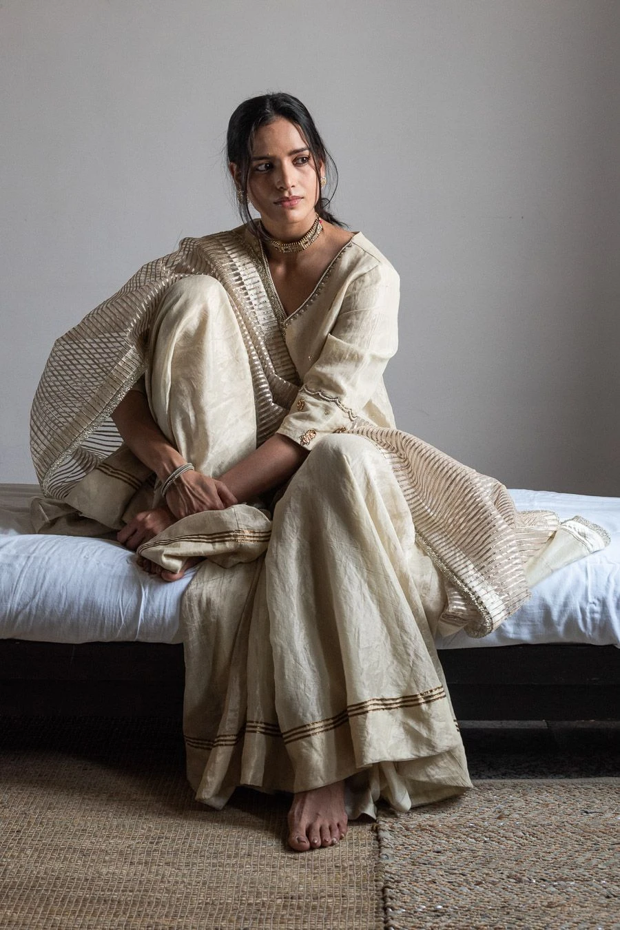 Shorshe Ivory Hand Embellished Dupatta 4 Shorshe Ivory Hand Embellished Dupatta - Image 2