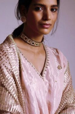 Shorshe Ash Pink Hand Embellished Dupatta -Inca Sales Store 7323sho23 3