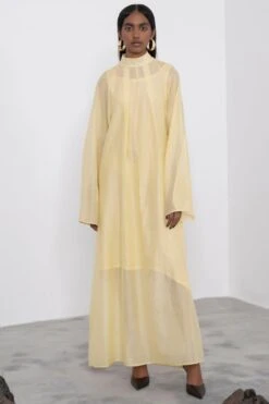 Corpora Studio Cream Yellow Pinstripe Dress