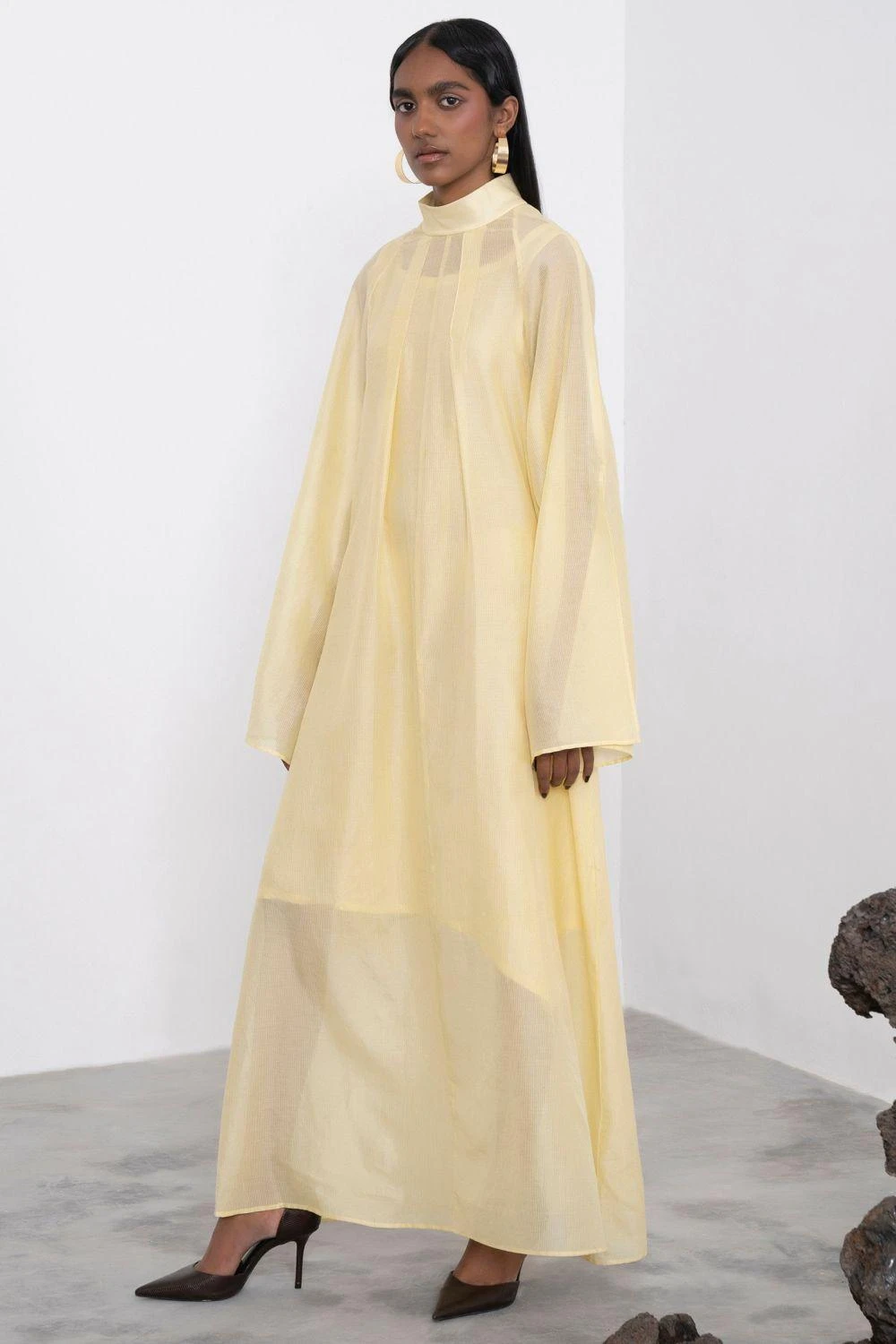 Corpora Studio Cream Yellow Pinstripe Dress 4 Corpora Studio Cream Yellow Pinstripe Dress - Image 2