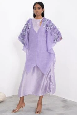 Corpora Studio Lilac Kaftan Style Cape With Frill Detail