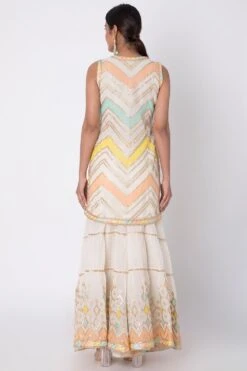 Gopi Vaid White Sleeveless Kurta And Sharara Set -Inca Sales Store 761 w 4
