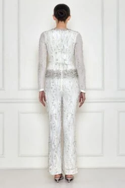 Dilnaz Frost White Sequinned Jumpsuit -Inca Sales Store 7723diz69 3