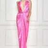 Dilnaz Dopamine Pink Embellished Draped Gown -Inca Sales Store 7723diz83 1