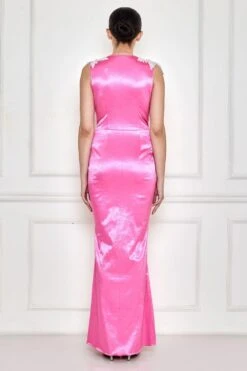 Dilnaz Dopamine Pink Embellished Draped Gown -Inca Sales Store 7723diz83 3