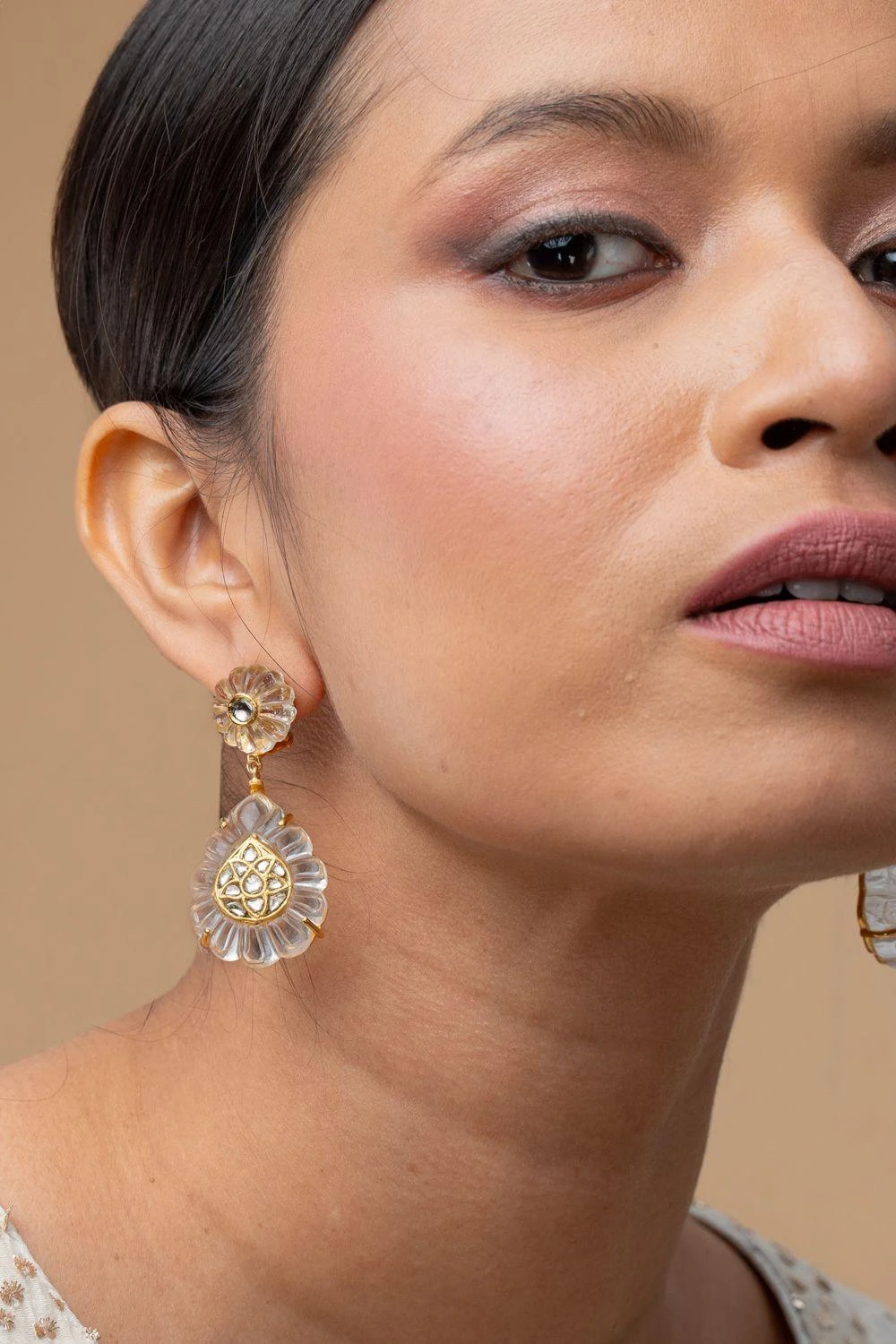 Zayn By Sunena Noor Hand Carved Crystal Earrings 3 Zayn By Sunena Noor Hand Carved Crystal Earrings