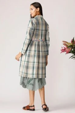 Payal Pratap Checkered Long Jacket -Inca Sales Store 7ss 34 beige green 4