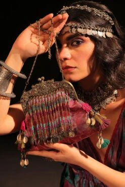 CAPISVIRLEO Purple Antique Tie Dye Clutch