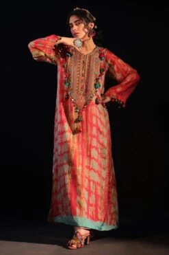 CAPISVIRLEO Fuchsia Embellished A-line Dress