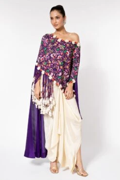 Anamika Khanna Purple Embellished Cape Set -Inca Sales Store 811ak2 2
