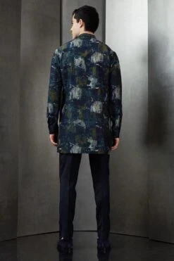 Rohit Gandhi + Rahul Khanna Men Ink & Olive Big Glitch Digital Printed Kurta -Inca Sales Store 8124rgrk34 4