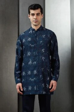 Rohit Gandhi + Rahul Khanna Men Marine Rolling Boxes Digital Printed Kurta -Inca Sales Store 8124rgrk35 3