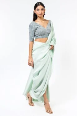 431-88 By Shweta Kapur Icy Blue Embellished Blouse -Inca Sales Store 812new7 2