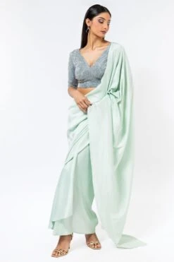 431-88 By Shweta Kapur Icy Blue Embellished Blouse -Inca Sales Store 812new7 3