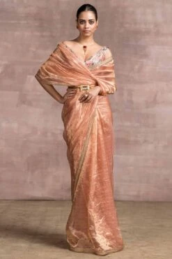 Tarun Tahiliani Pink Benarasi Tissue Sari Set