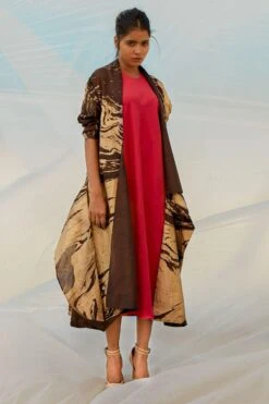 Bennch Gold & Brown Marble Printed Jacket