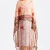Aseem Kapoor Peach Printed Sheer Silk Dupatta -Inca Sales Store 83ak15 1