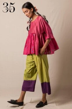 Injiri Pink Chanderi Bandhani Top -Inca Sales Store 84inj11 2