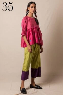 Injiri Pink Chanderi Bandhani Top -Inca Sales Store 84inj11 3