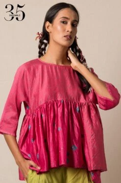Injiri Pink Chanderi Bandhani Top -Inca Sales Store 84inj11 4