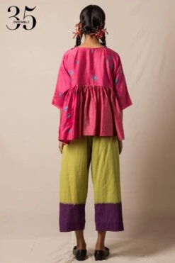 Injiri Pink Chanderi Bandhani Top -Inca Sales Store 84inj11 5